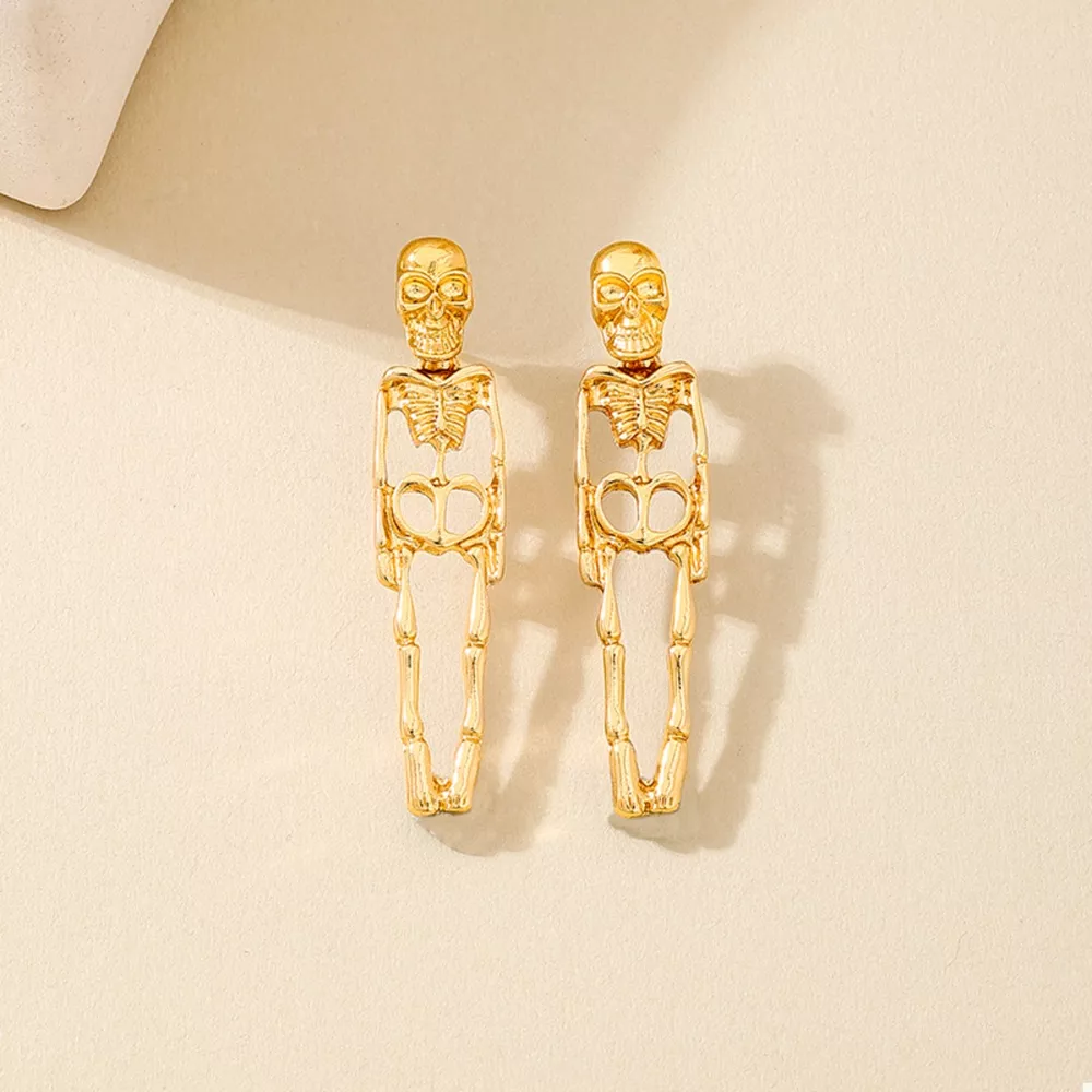 Halloween 18K Gold-Plated Skeleton Earrings, image 2