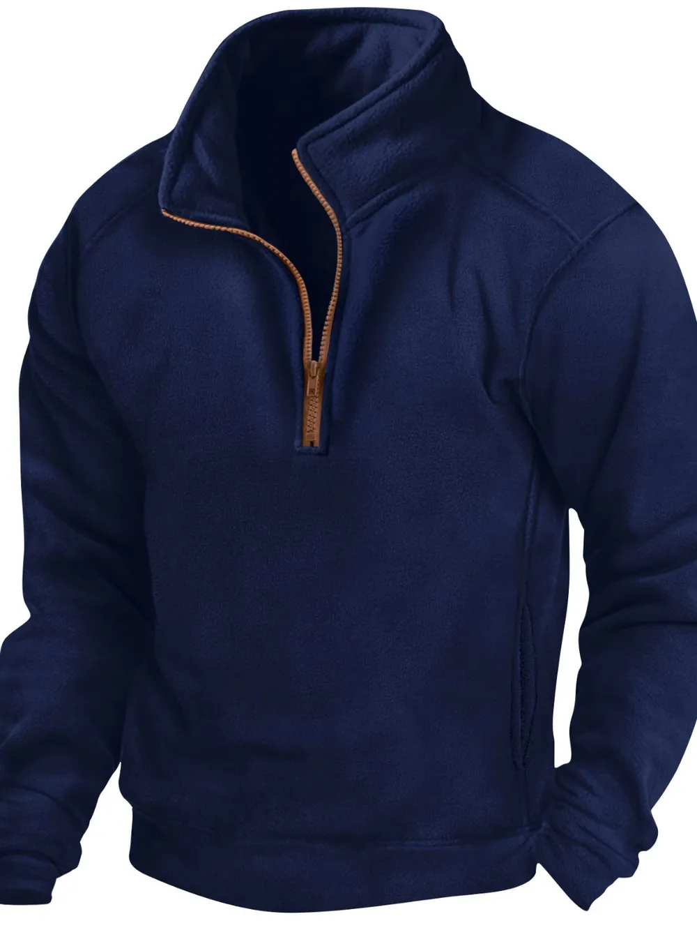 Men's Full Size Half Zip Long Sleeve Sweatshirt Plus Size, image 5