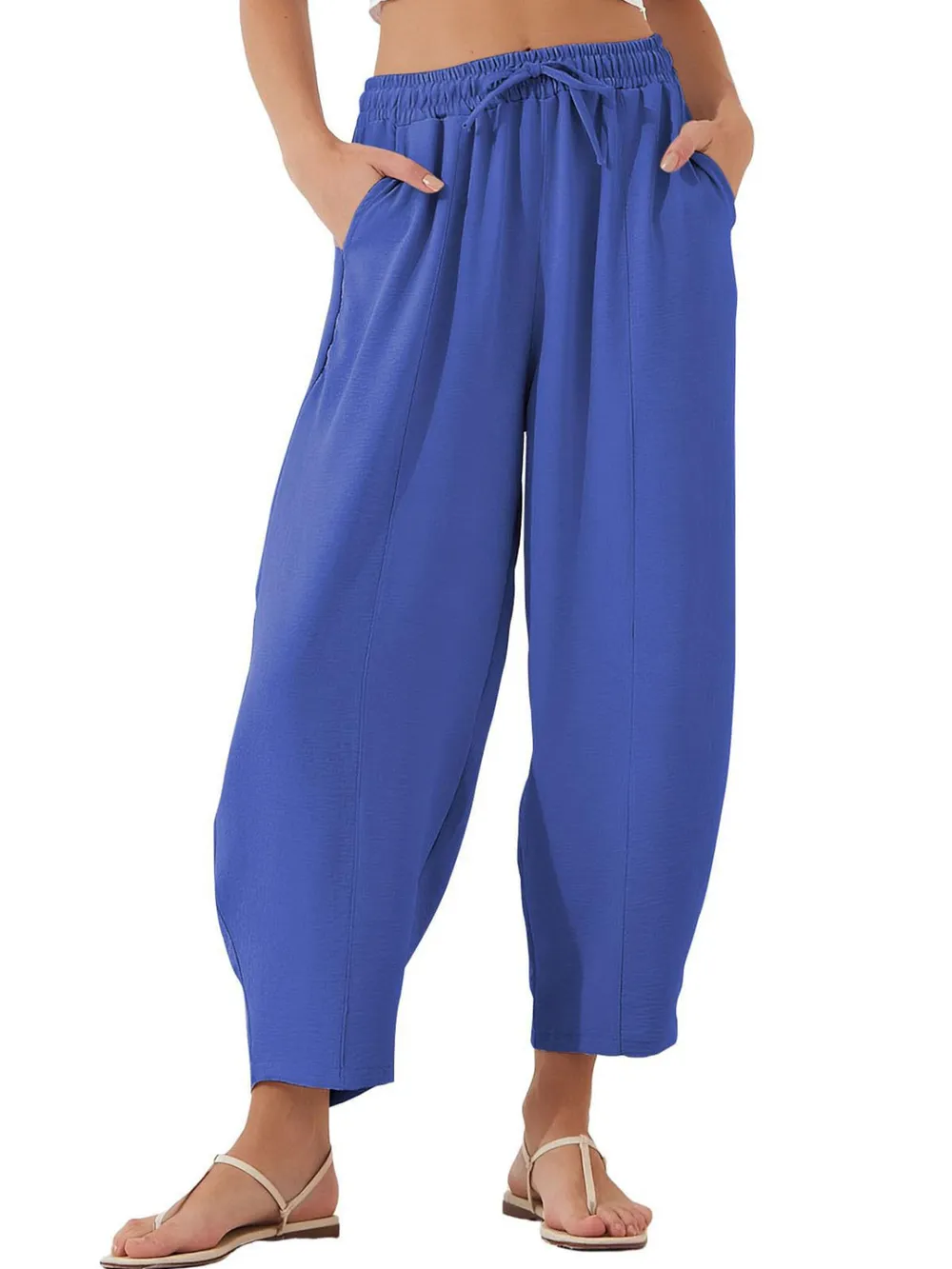 Full Size Drawstring Cropped Jogger Pants Plus Size, image 9