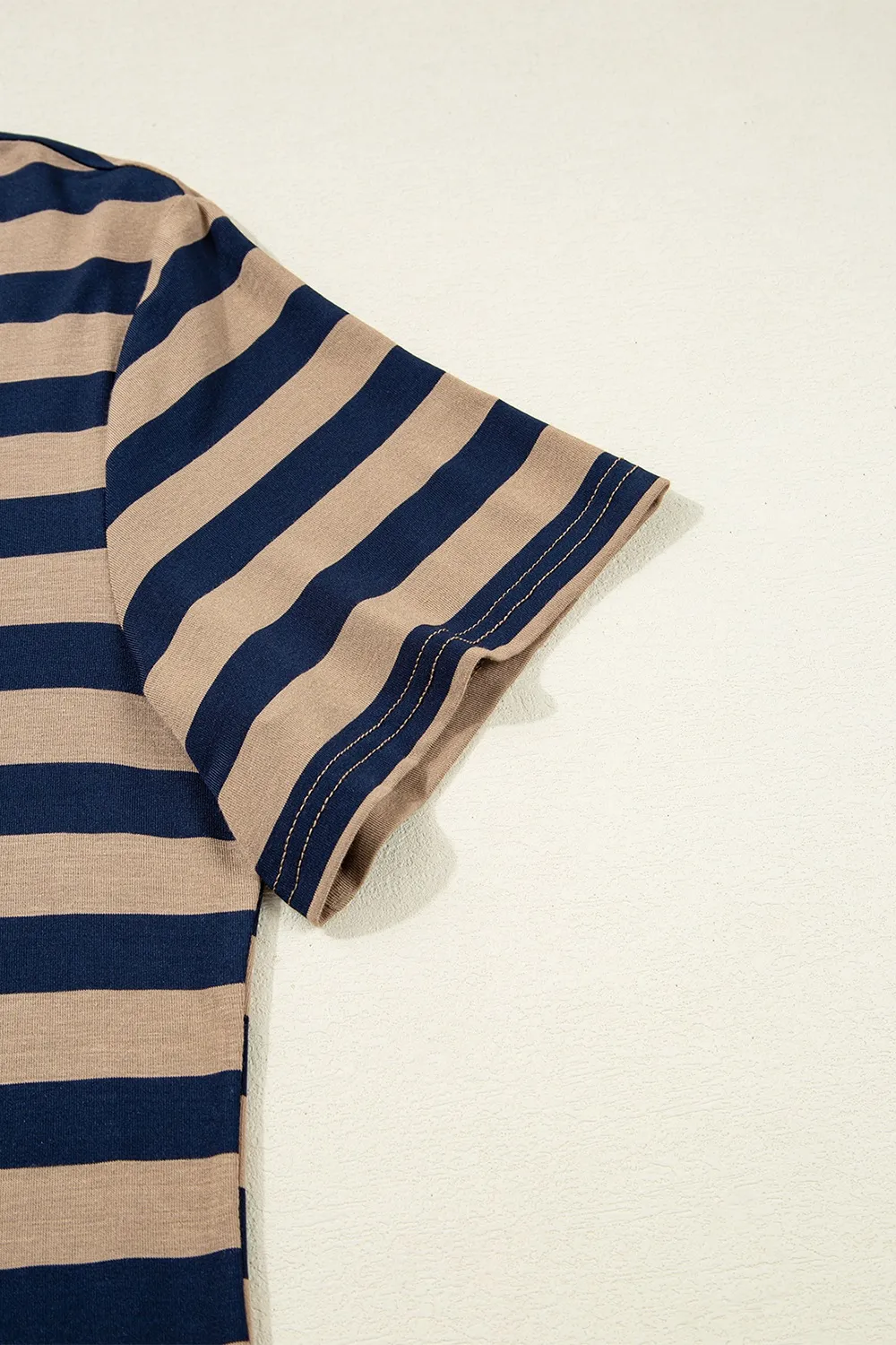 Casual Striped V-Neck Midi T-Shirt Dress, image 11