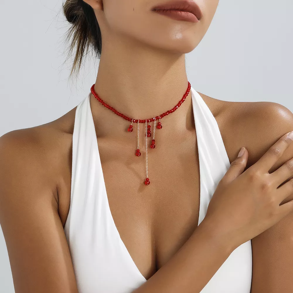 Gothic Beaded Tassel Necklace, image 4