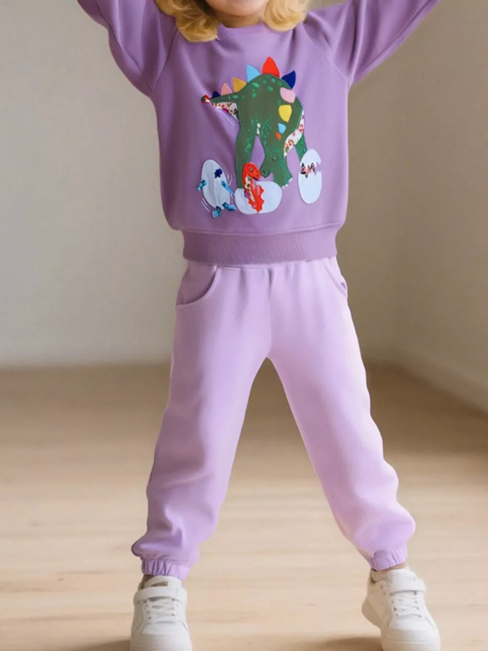 Children's Dinosaur Graphic Round Neck Sweatshirt