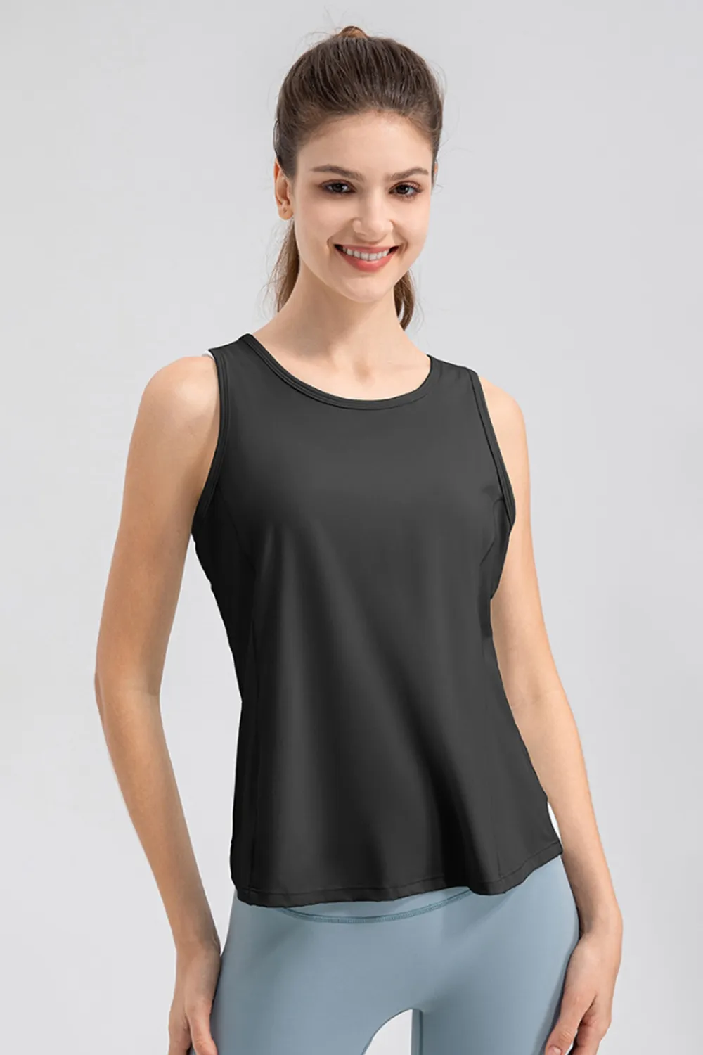 Wide Strap Round Neck Active Tank, image 8