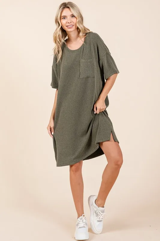 Urban Rib Knit Short Sleeve Tee Dress, image 4