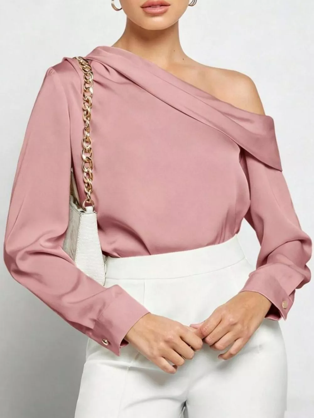 One-Shoulder Satin Blouse