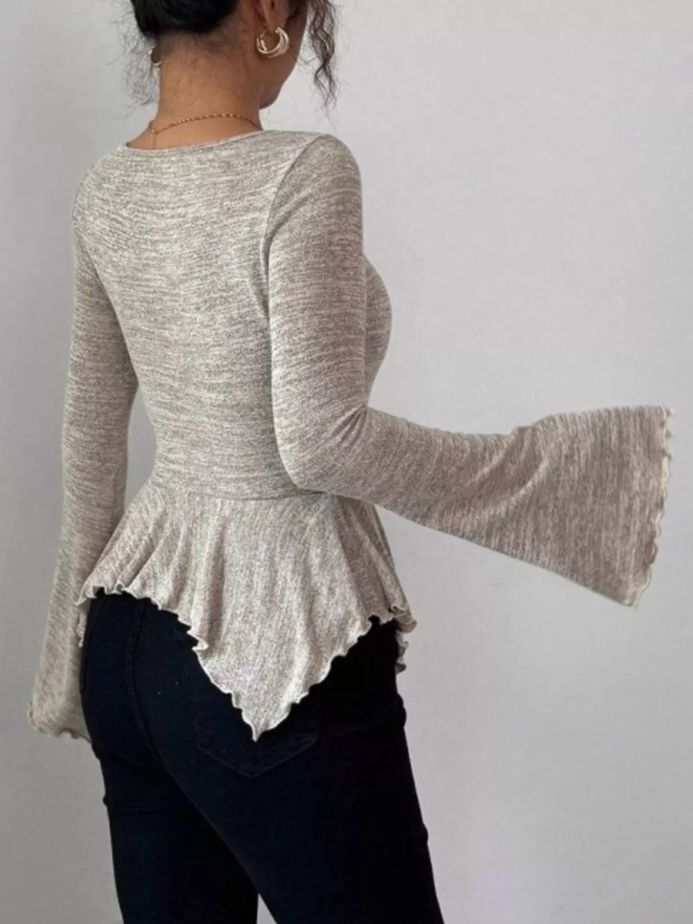 Ruched Flared Sleeves Peplum T-Shirt, image 10