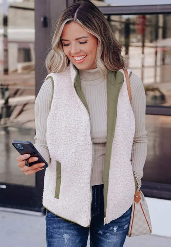 Fuzzy Zip Up Vest Coat with Pockets, image 6