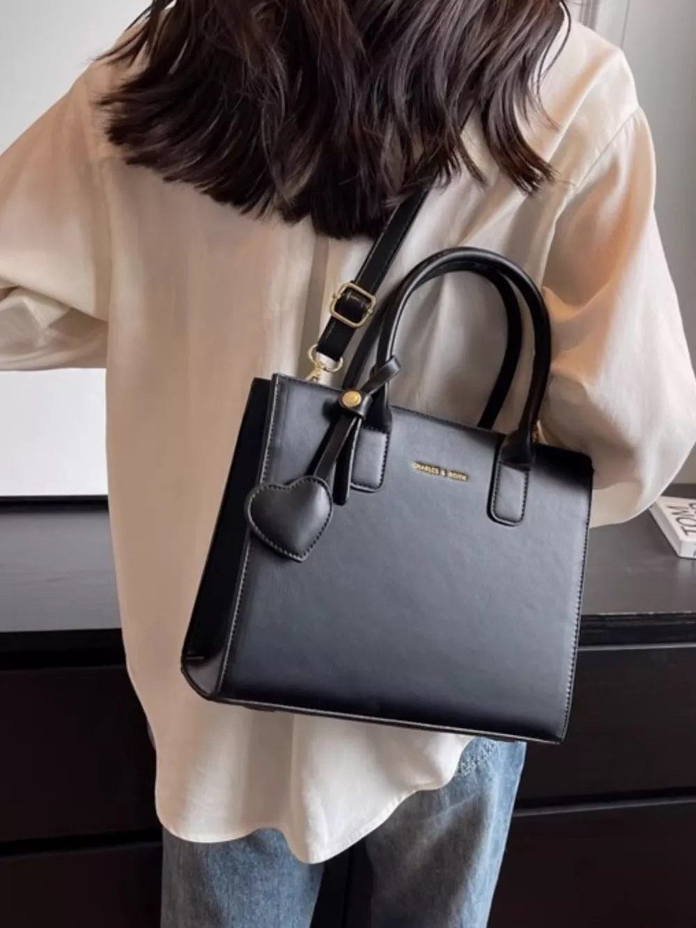Top Handle Leather Crossbody Bag, image 9