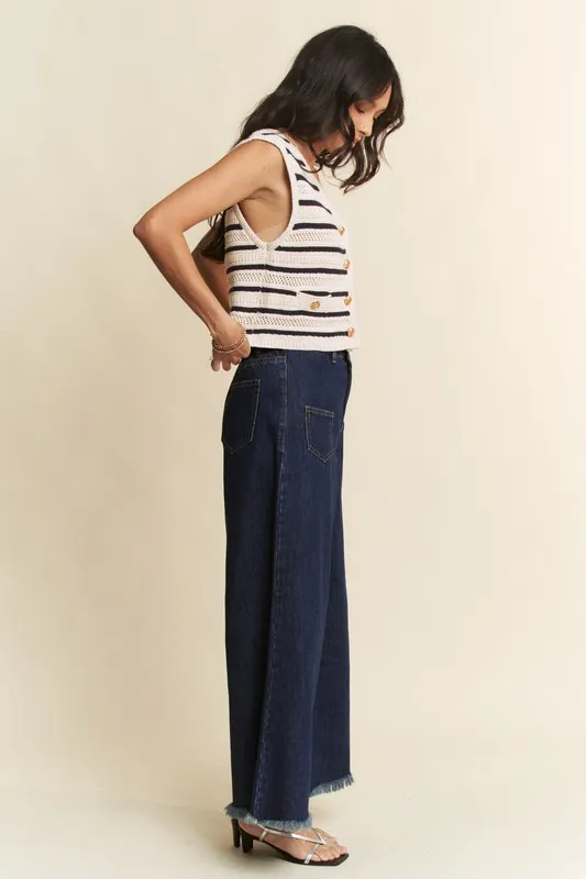 Sleeveless Cropped Striped Sweater Knit Vest Top, image 7