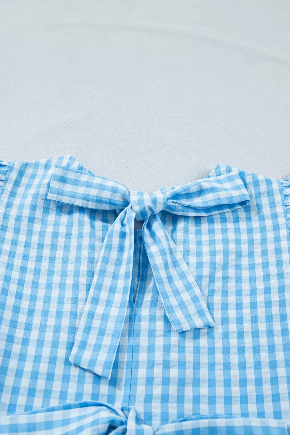 Knot Back Ruffled Short Sleeve Gingham Maxi Dress, image 5
