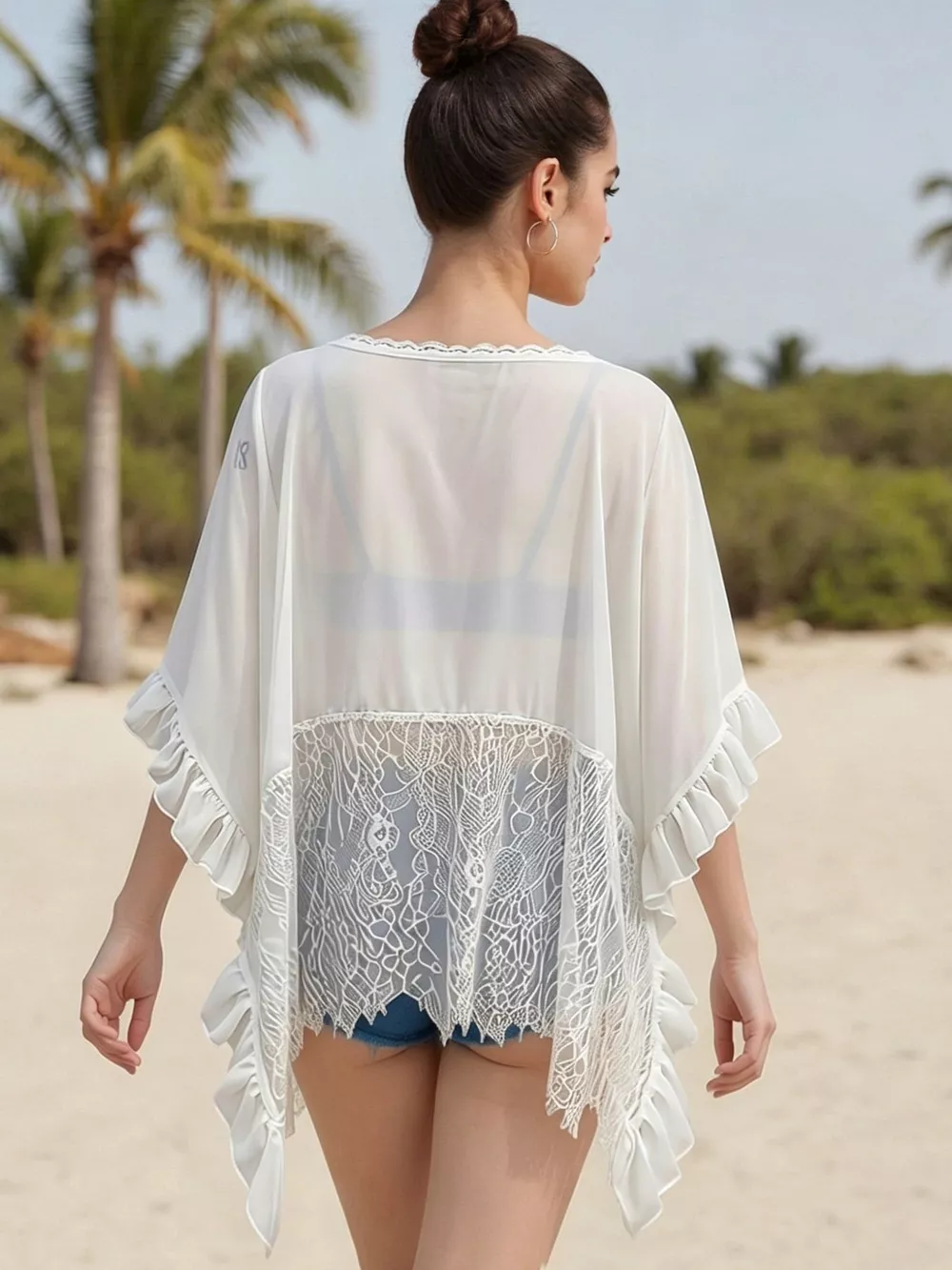 Lace Trim Flowy Cover-Up, image 9