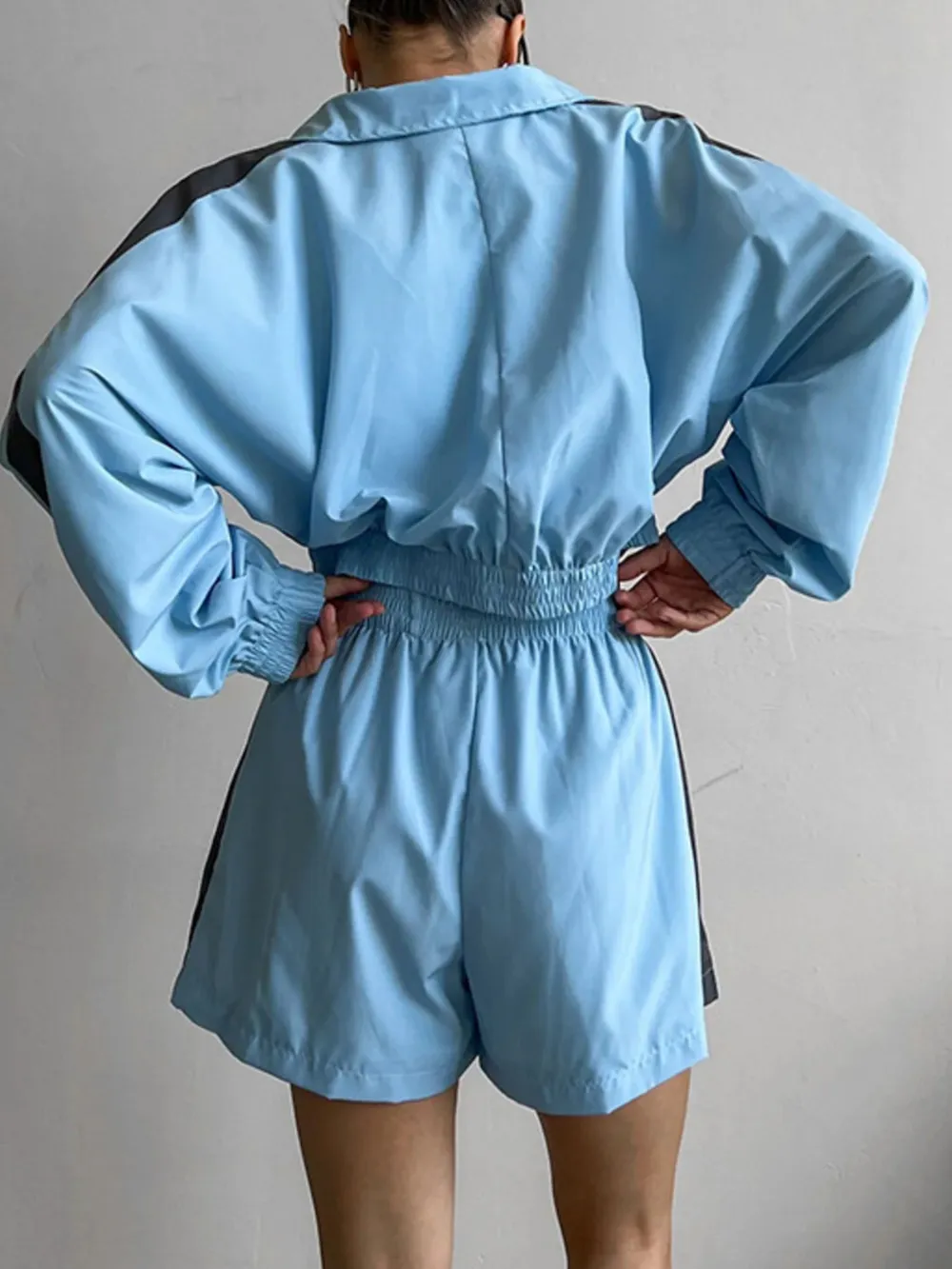 Zip Up Long Sleeve Jacket and Shorts Set, image 5