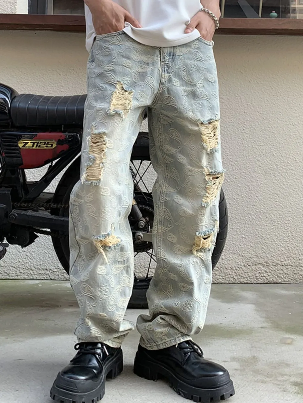Men's Full Size Distressed Wide Leg Jeans Plus Size, image 6