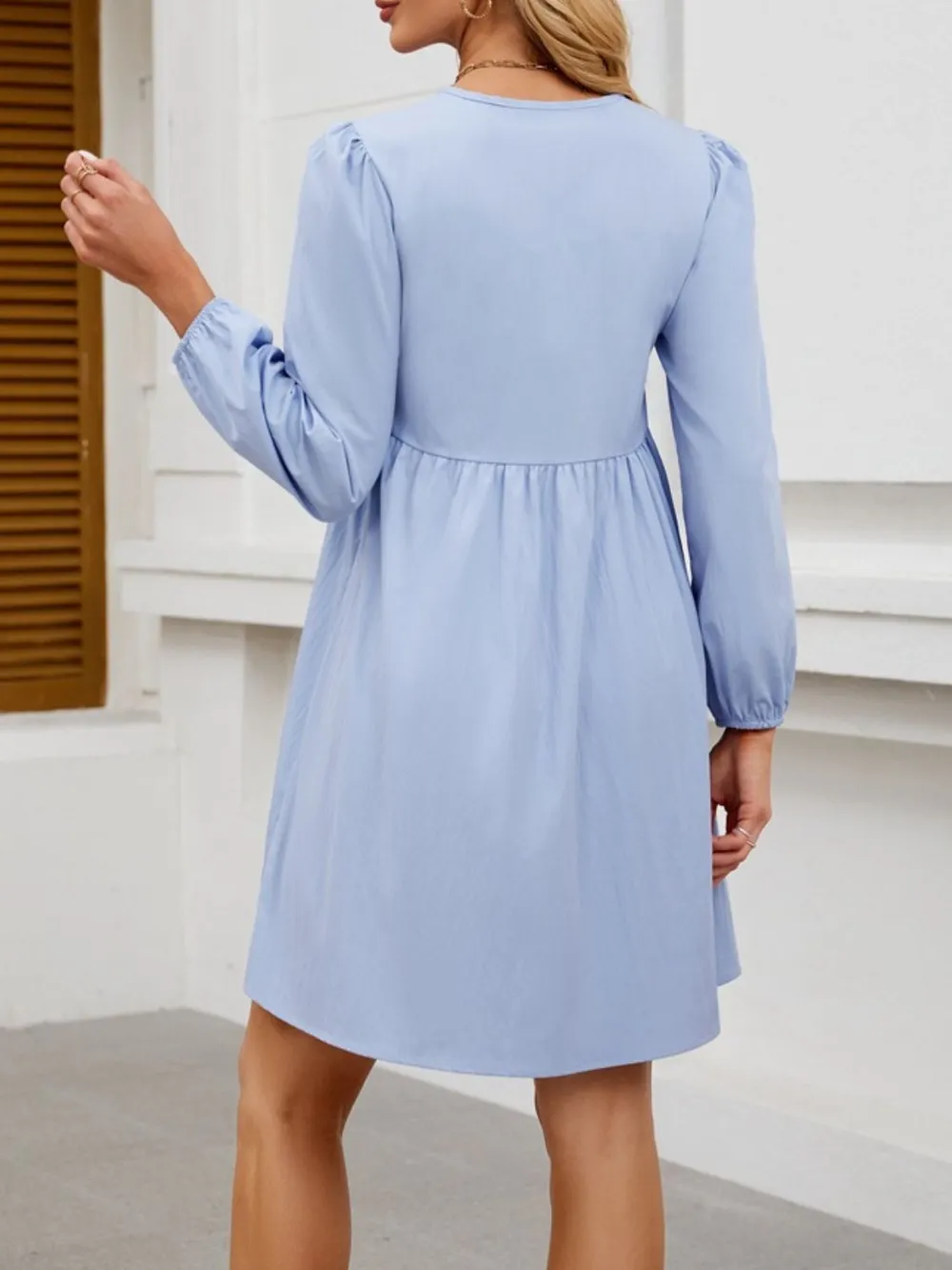 Tie Front Long Sleeve Mini Dress, image 7