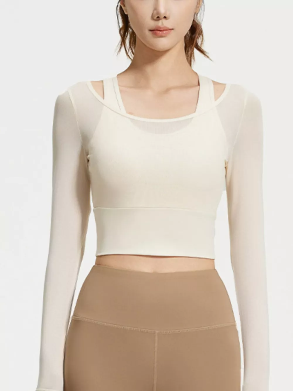 Long Sleeve Active T-Shirt with Built-in Bra