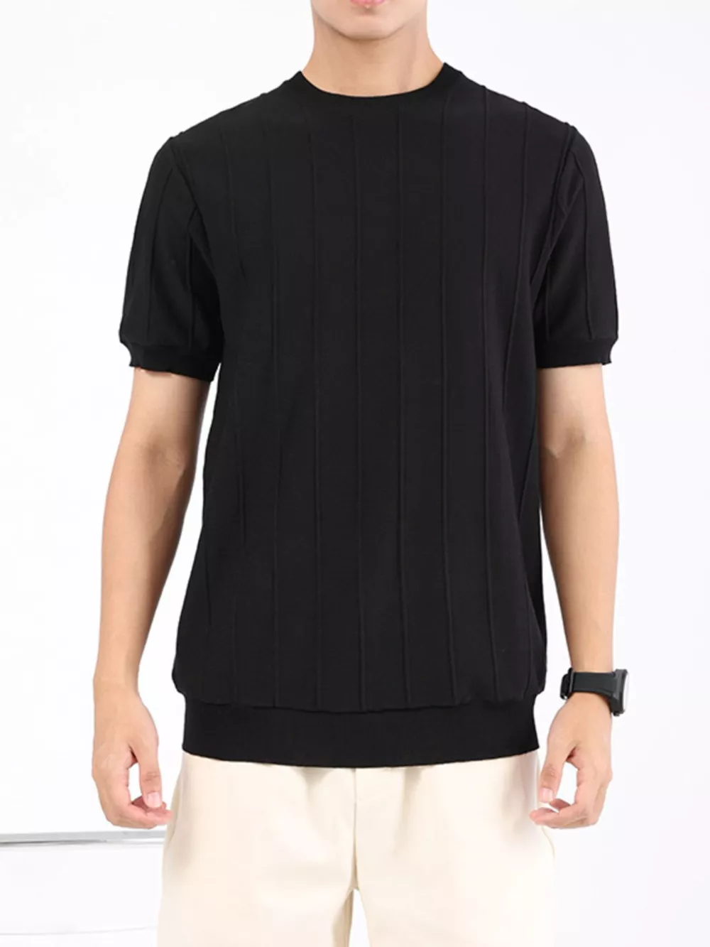 Men's Plus Size Textured Short Sleeve T-Shirt