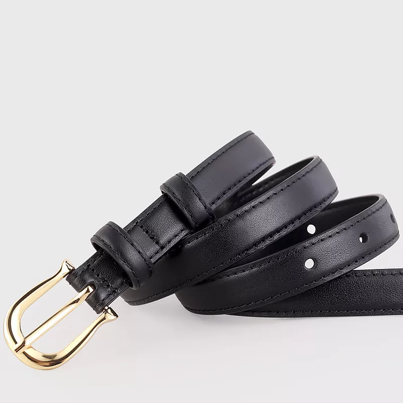Leather Belt with Golden Buckle, image 2