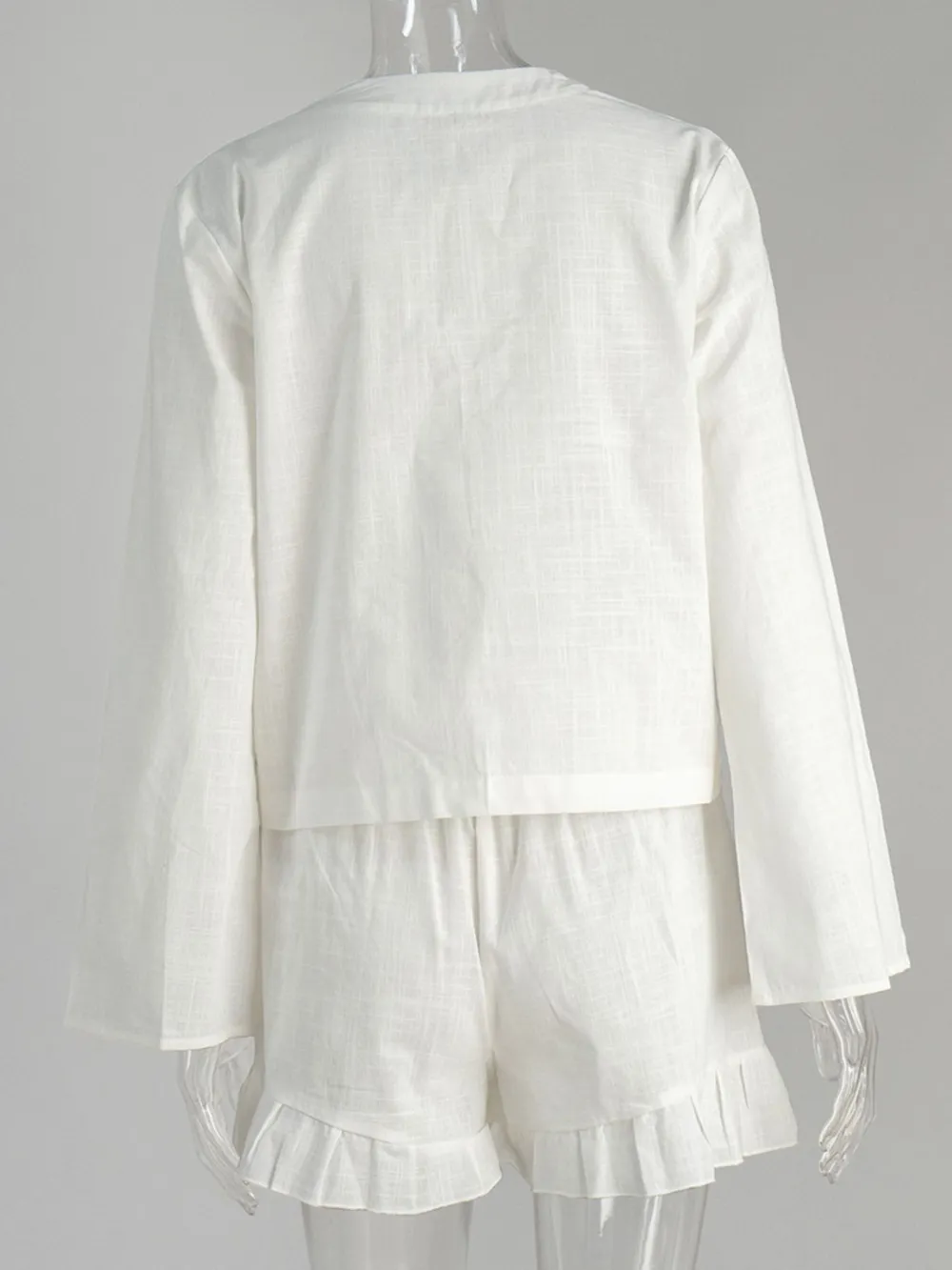 Tie Front Long Sleeve Top and Shorts Set, image 10
