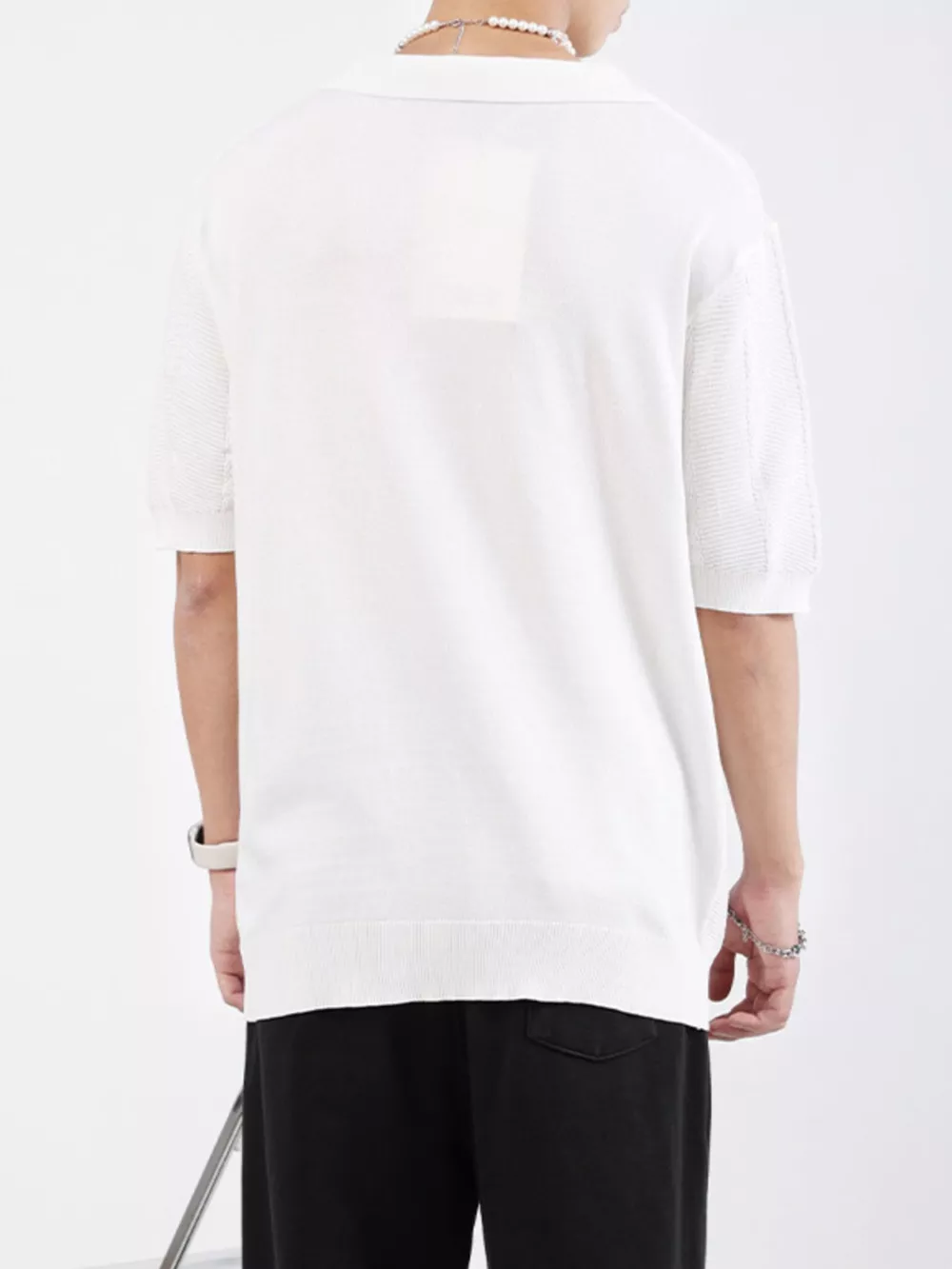 Men's Plus Size Textured Knit Slim Fit Polo, image 10