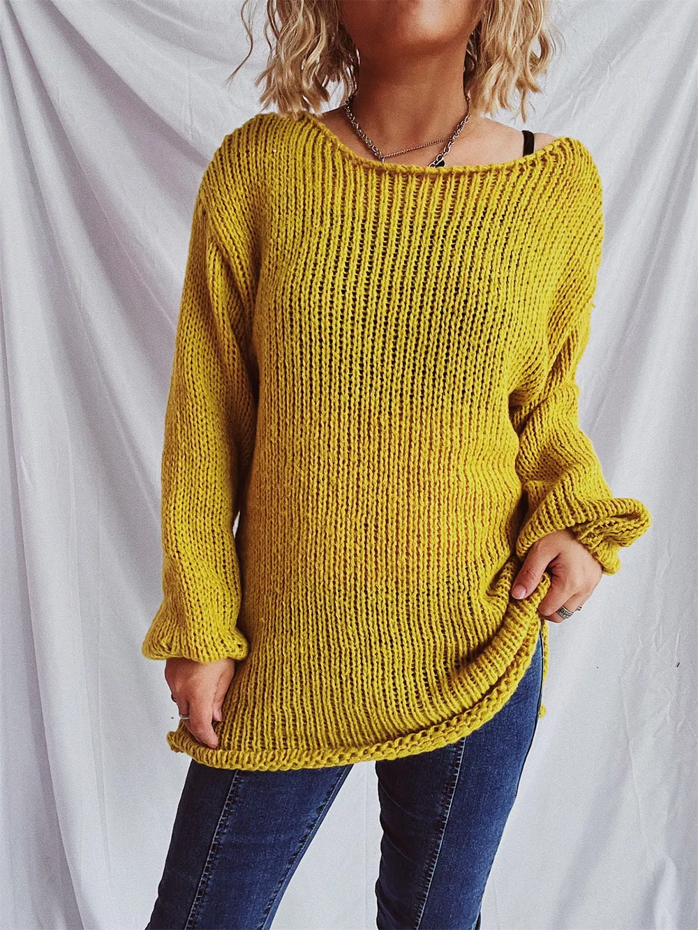 Boat Neck Dropped Shoulder Sweater, image 9