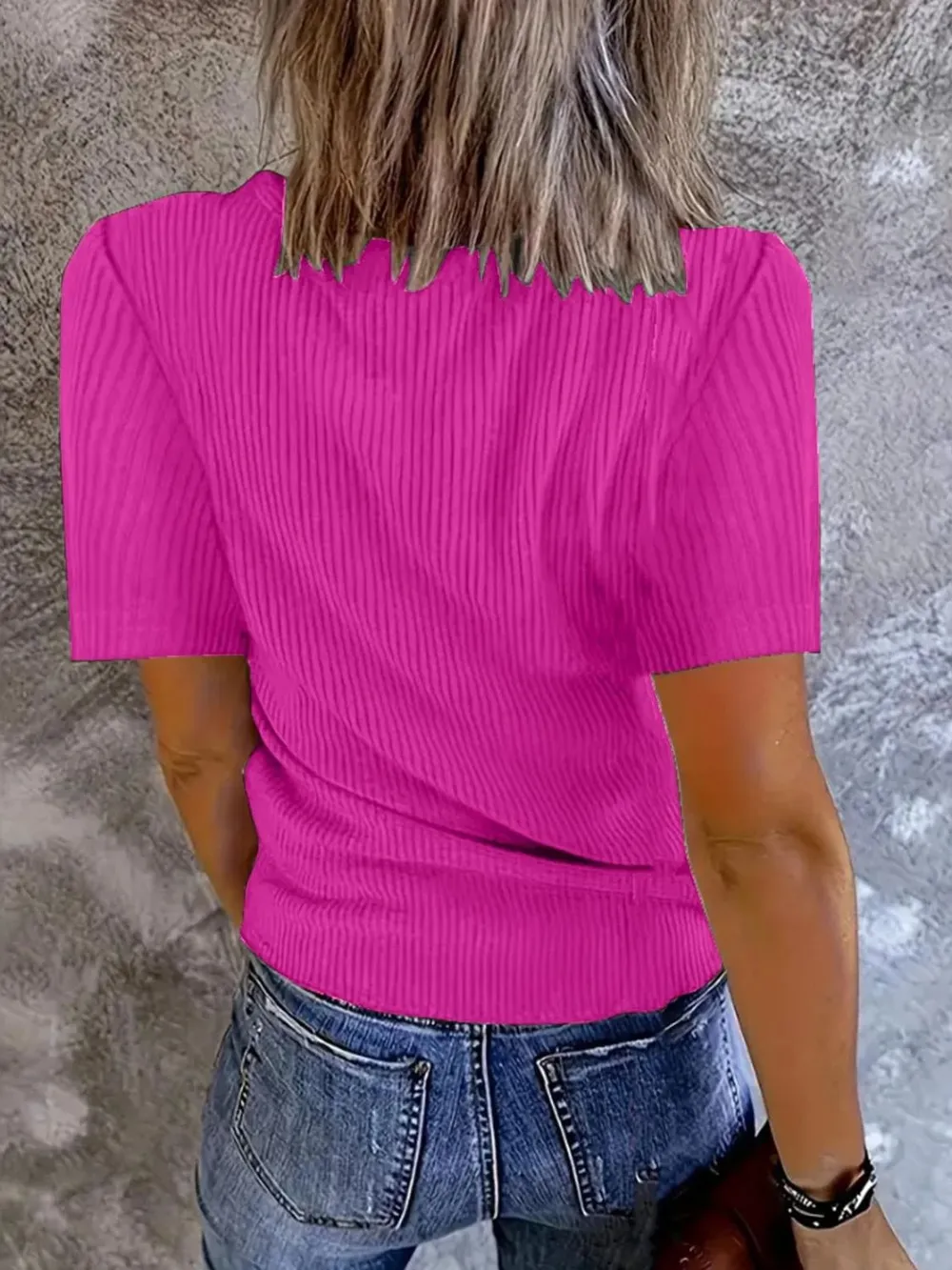 Solid V-Neck Short Sleeve T-Shirt, image 14