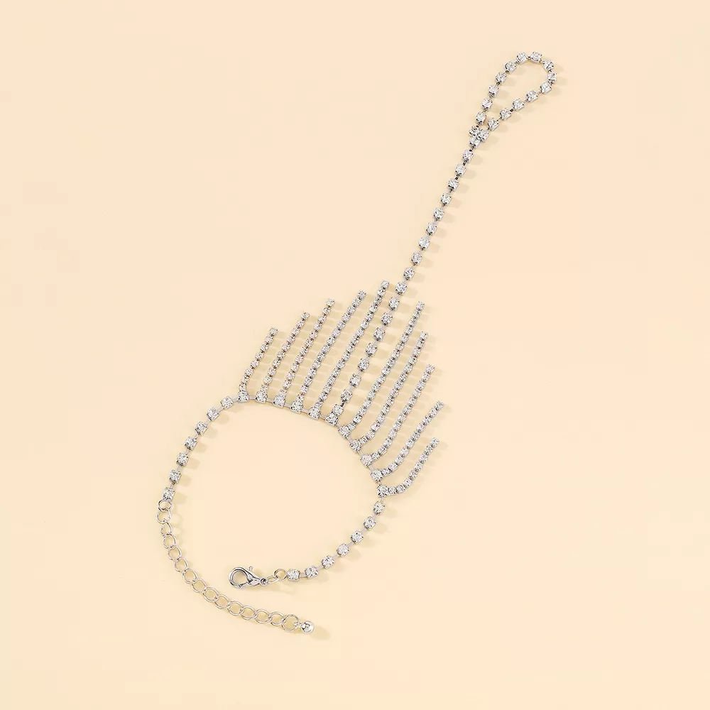 Rhinestone Fringe Hand Chain Bracelet, image 10