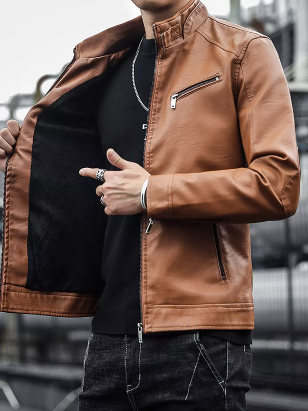 Men's Plus Size Zip Up Long Sleeve Jacket, image 8