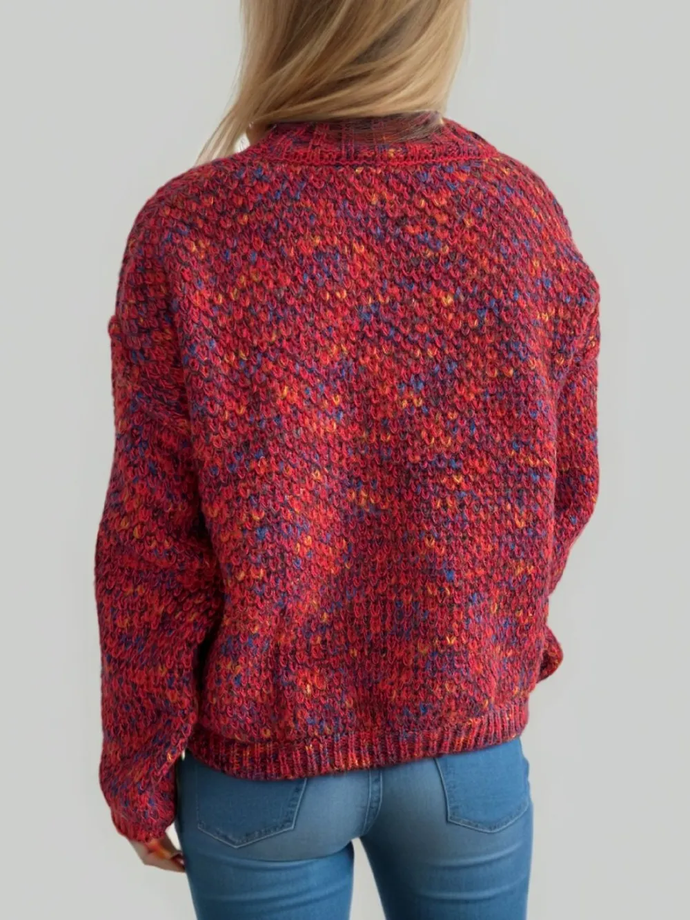 Heathered Turtleneck Dropped Shoulder Sweater, image 3