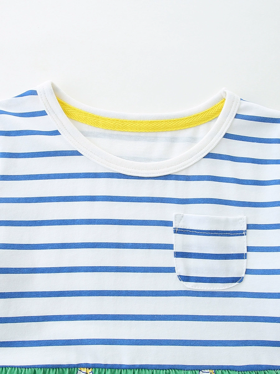 Children's Striped Dog Print Short Sleeve Dress, image 3