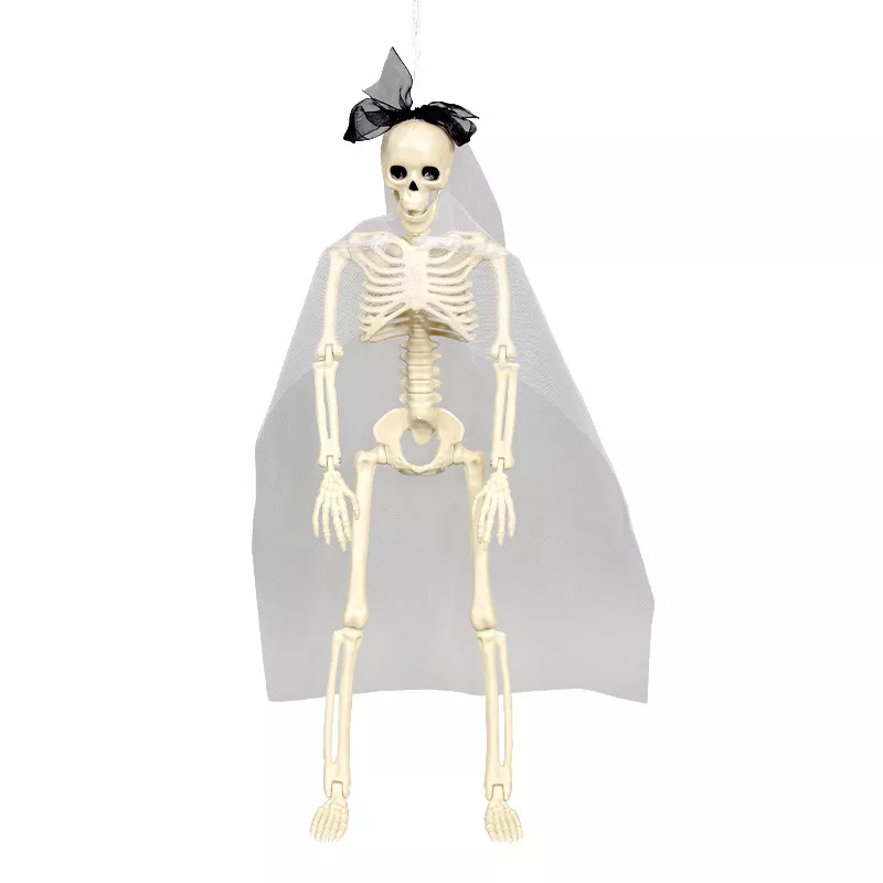 Halloween Posable Skeleton Couple with Wedding Veil and Cape, image 9