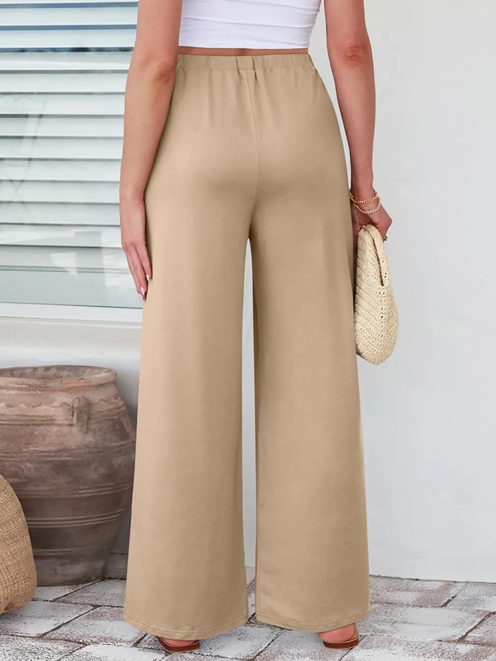Elastic Waist Wide Leg Pants, image 27