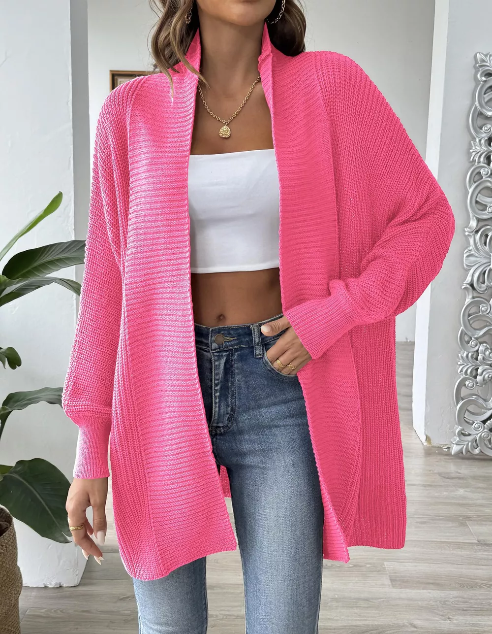 Open Front Ribbed Knit Cardigan, image 25