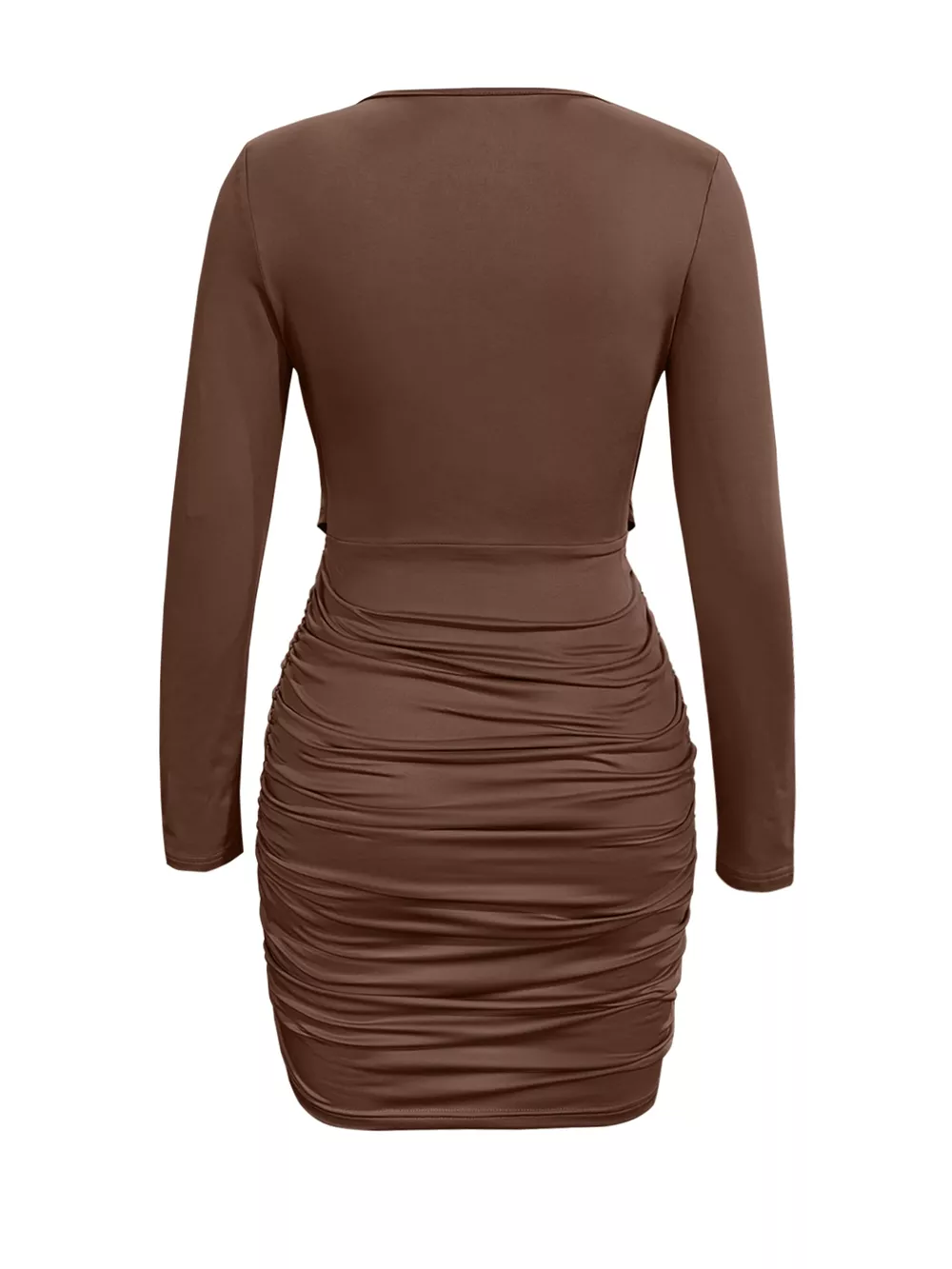 Draped V-Neck Long Sleeve Bodycon Mini Dress, image 9