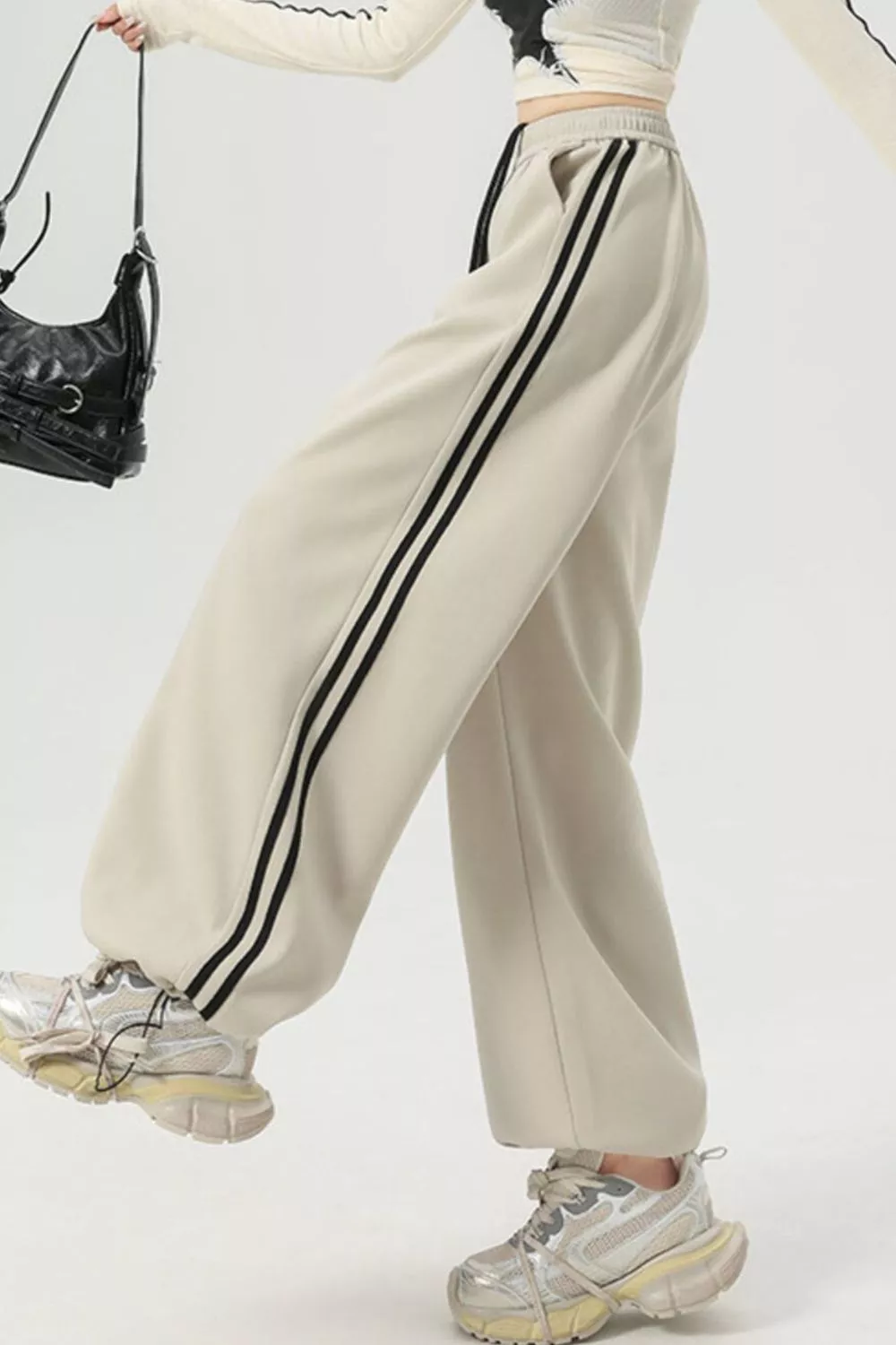 Wide Leg Side Striped Pants