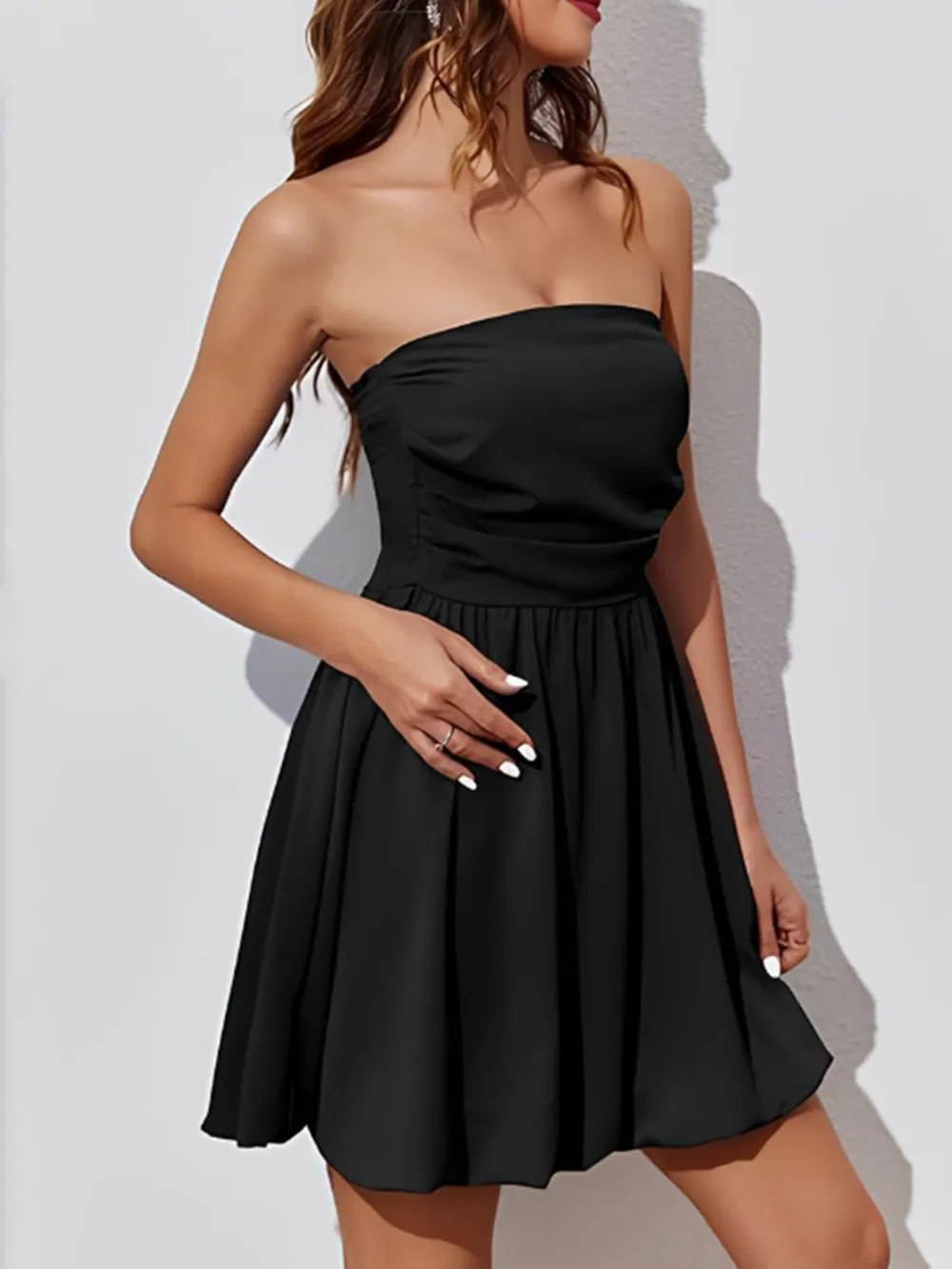 Ruched Tube Mini Dress, image 2