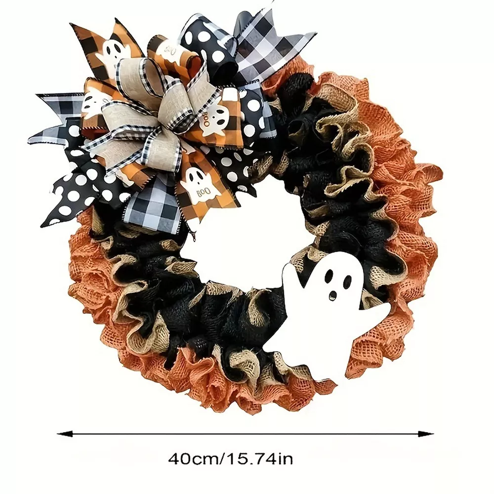 Halloween Decorative Ghost Wreath, image 9