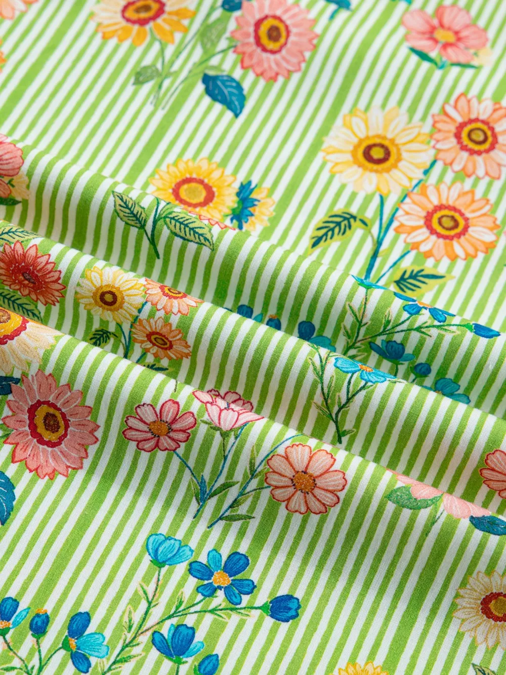 Stripe Floral Printed Scalloped Detail Ruffle Short Sleeve Blouse, image 8
