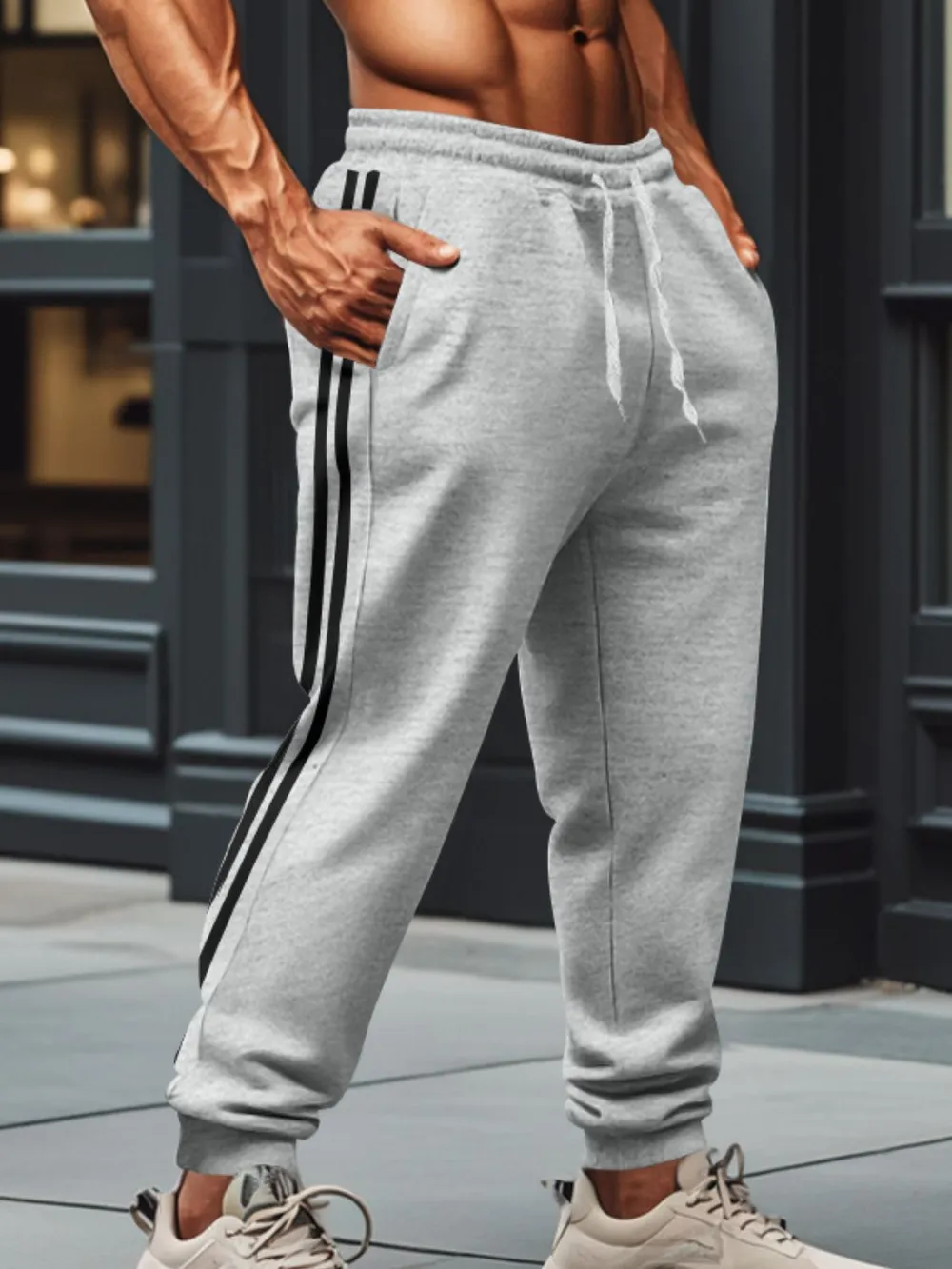 Men's Full Size Drawstring Pants With Pockets Plus Size, image 2
