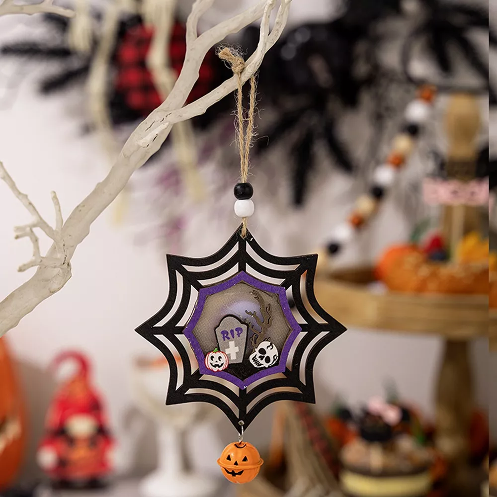 Halloween LED Lighted Wooden Hanging Decorative Ornaments Set, image 8