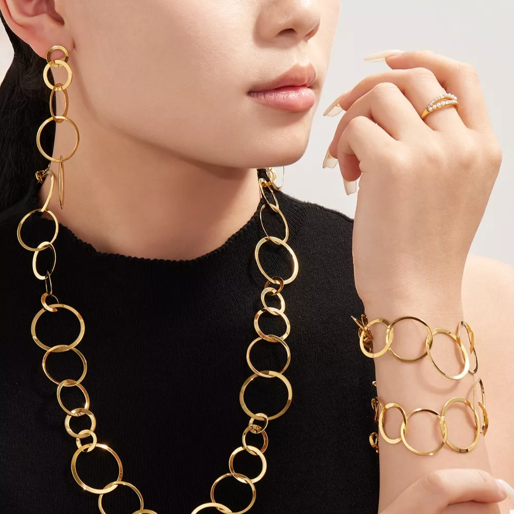 18K Gold-Plated Titanium Steel Round Bracelet, image 2
