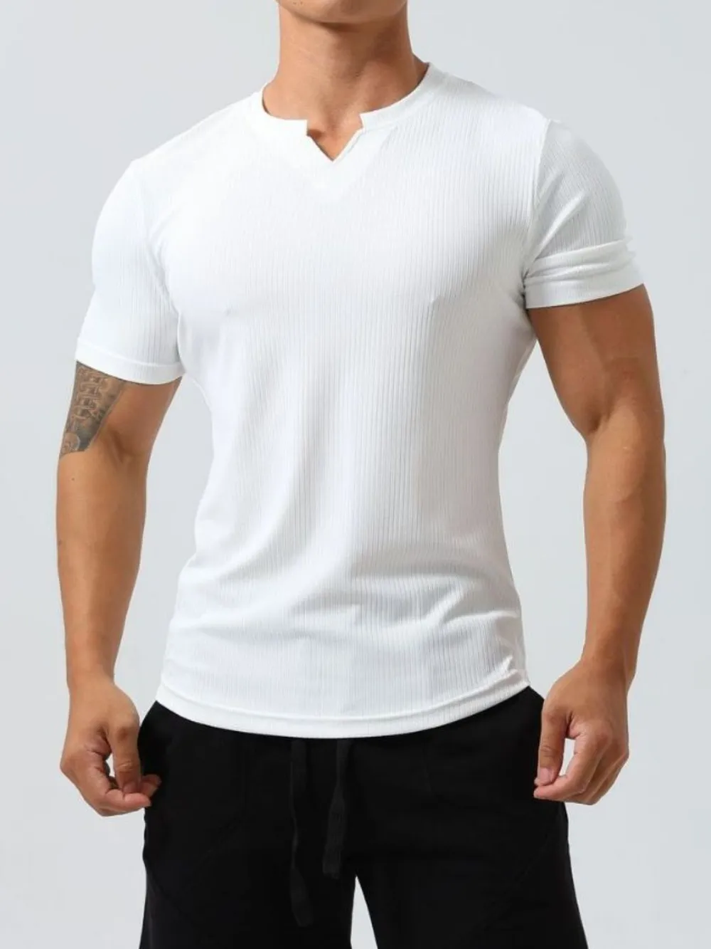 Men's Plus Size Notched Short Sleeve T-Shirt, image 4