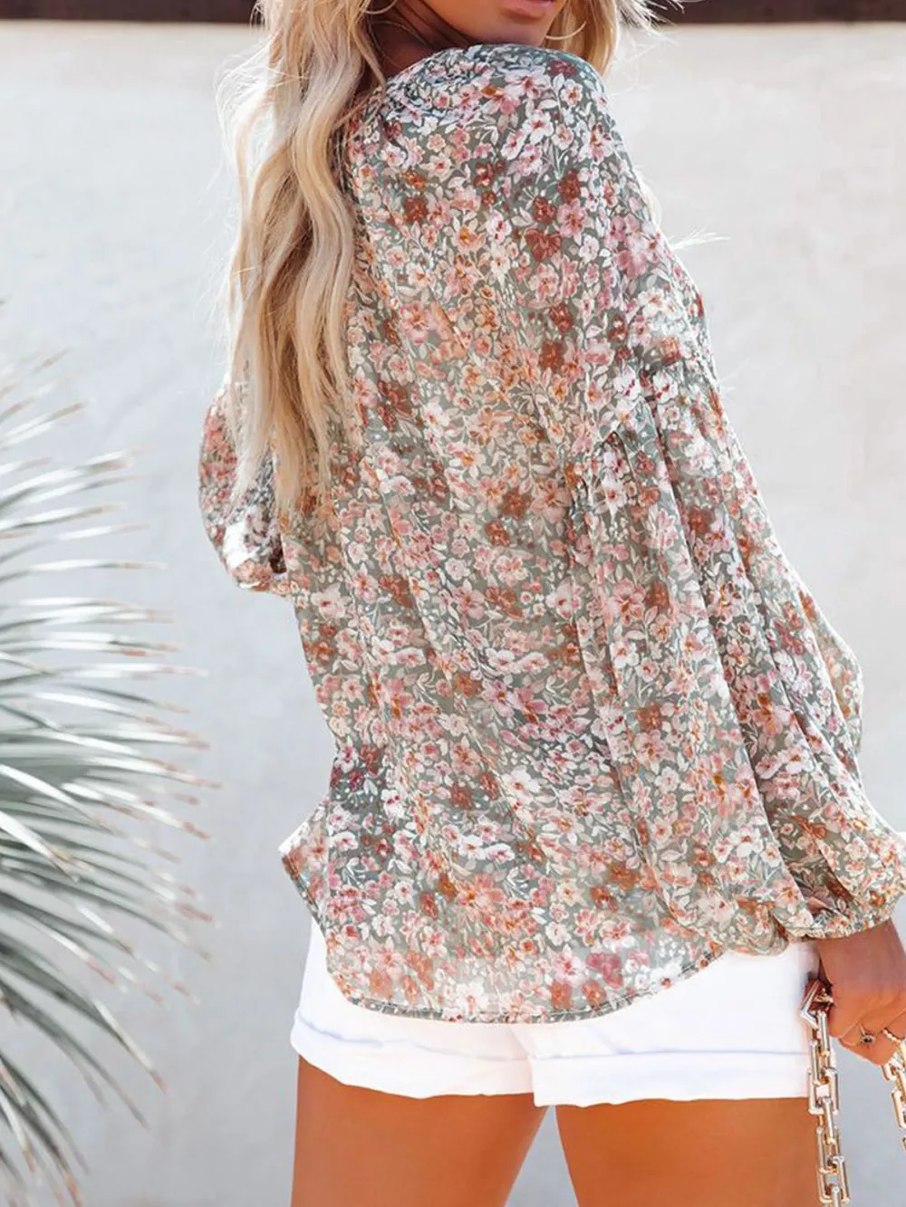 Full Size Floral Print V-Neck Long Sleeve Blouse Plus Size, image 18
