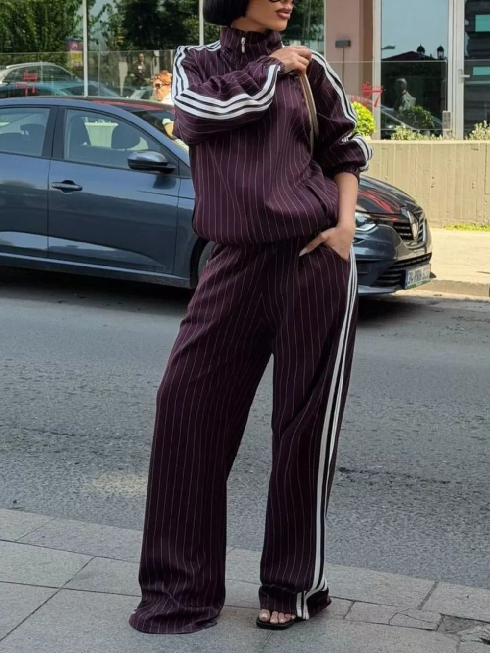 Side Stripe Zip Up Jacket and Pants Set, image 9