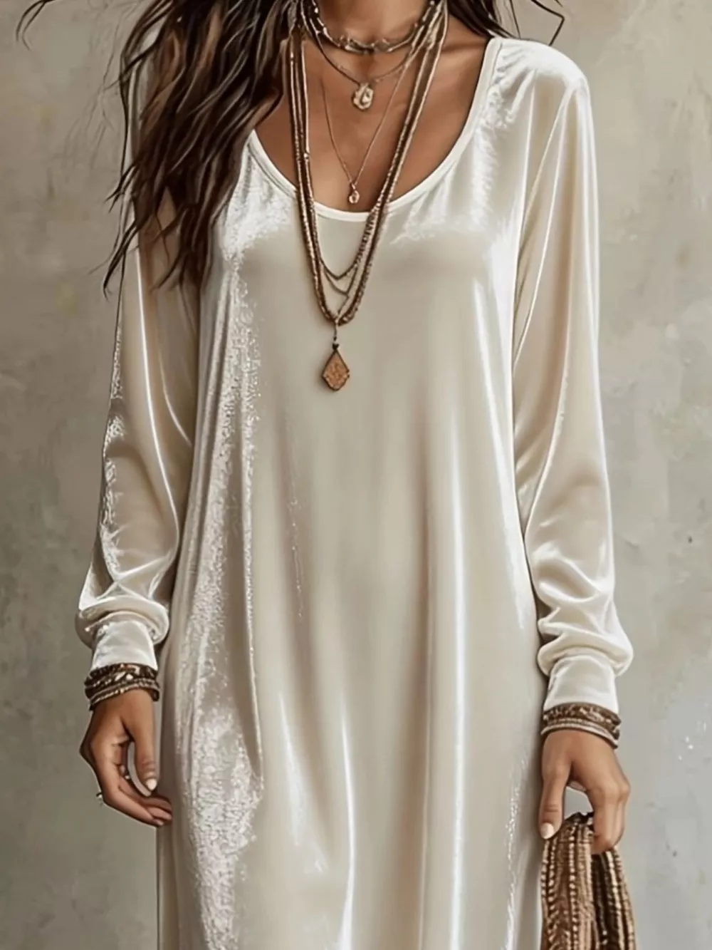Velvet Maxi Dress with Flowy Hem, image 2