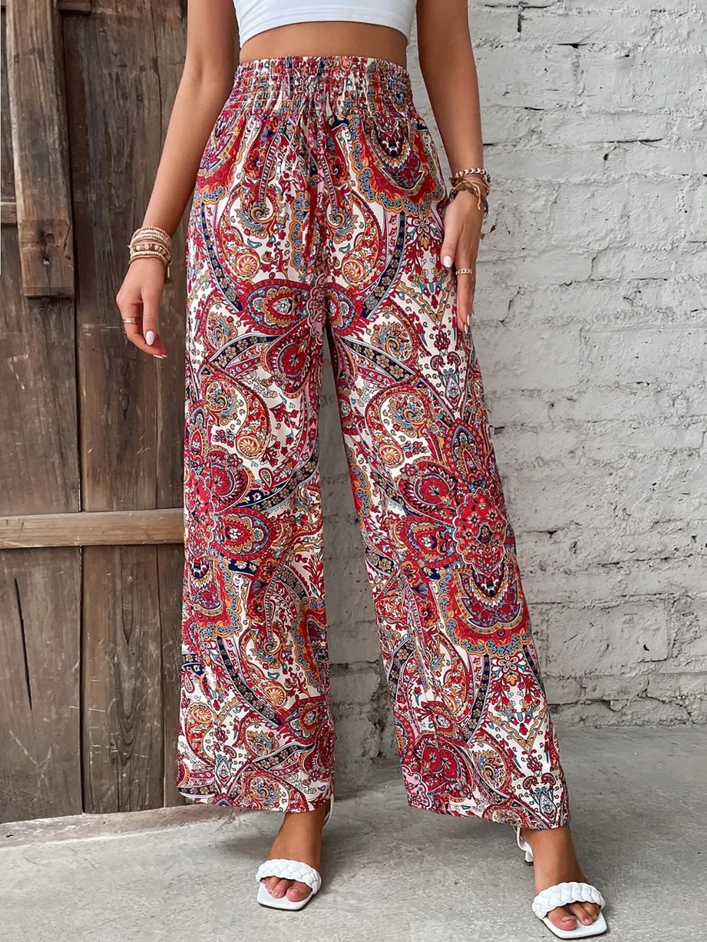 Printed Wide Leg Pants, image 12
