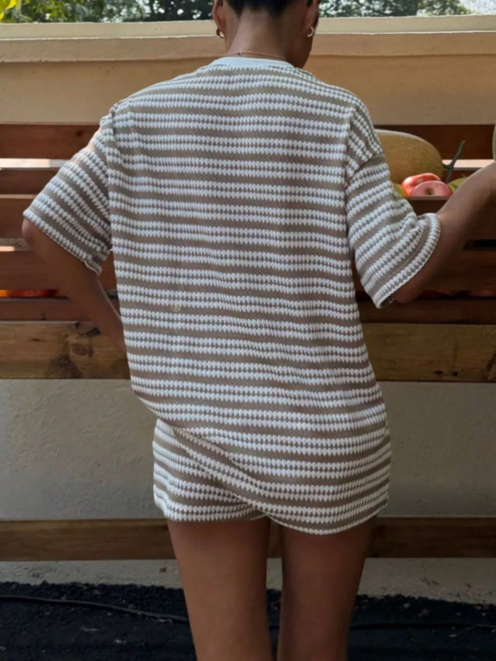 Striped Short Sleeve Top and Shorts Set, image 10
