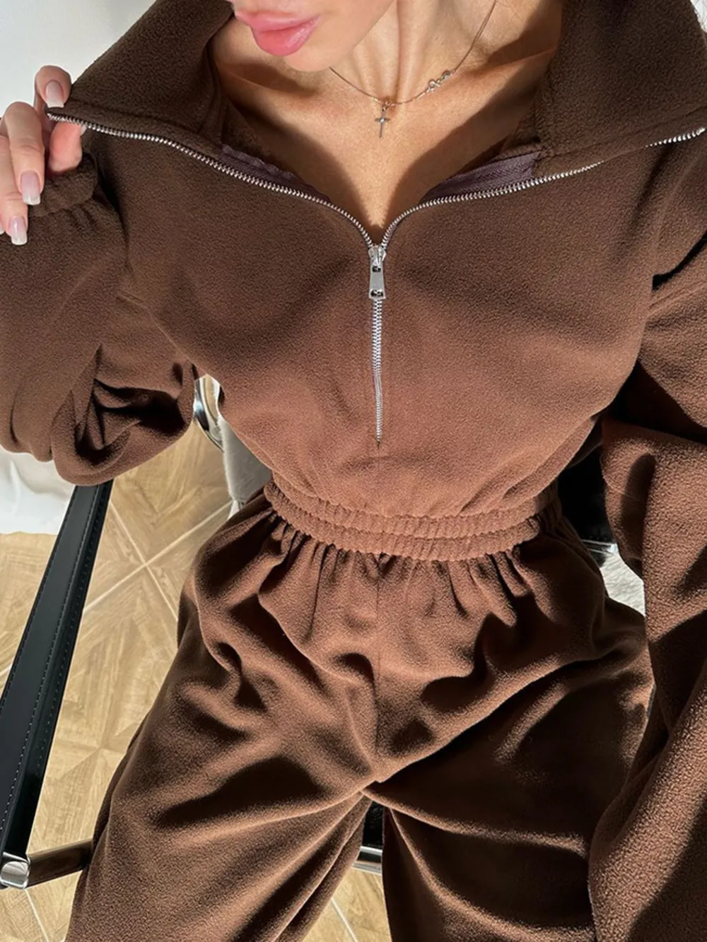 Zip Front Long Sleeve Jumpsuit, image 6