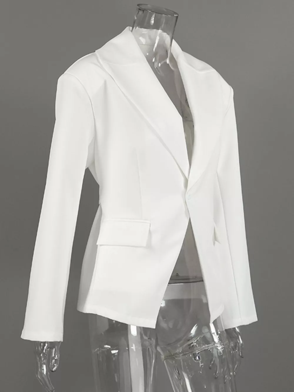One Button Padded Shoulders Blazer, image 10