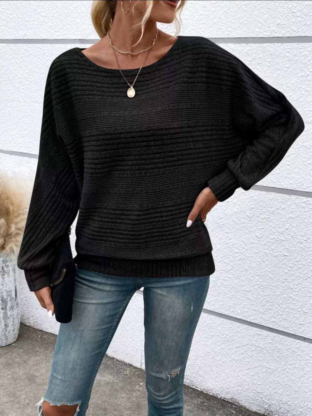 Relaxed Fit Ribbed Knit T-Shirt, image 8