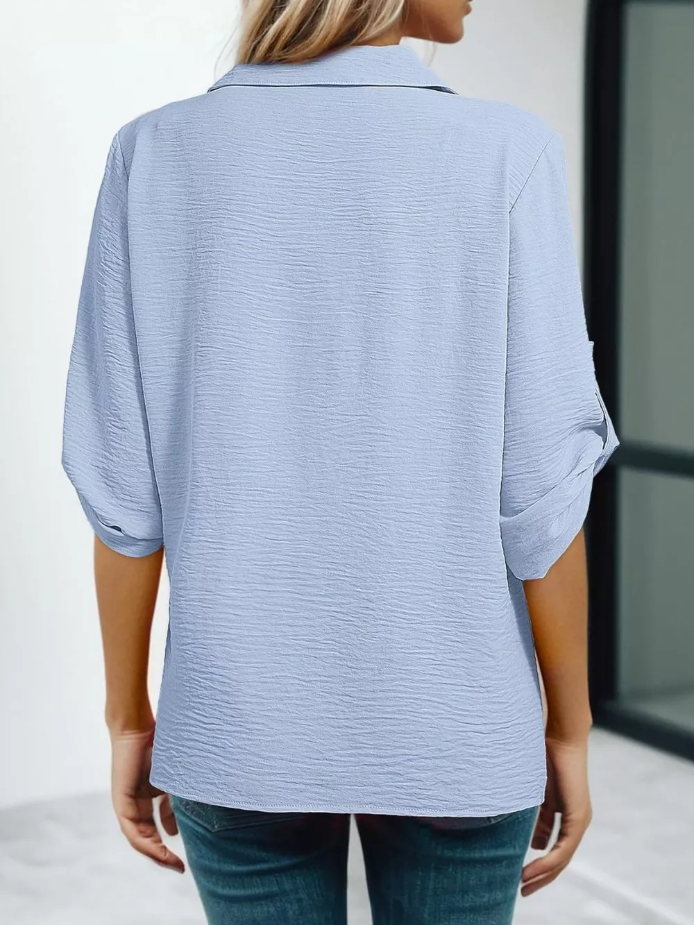 Johnny Collar Texture Blouse, image 23